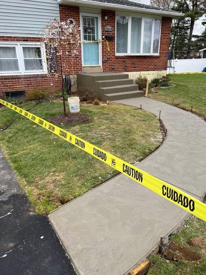 Fresh concrete walkway and steps